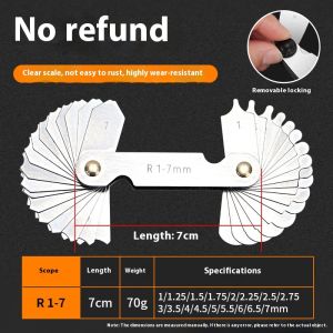 ZUOGUAN  thép không gỉ r Bộ Dây đo áp suất Độ chính xác cao bán kính công cụ đo cho chính xác ARC đo lường