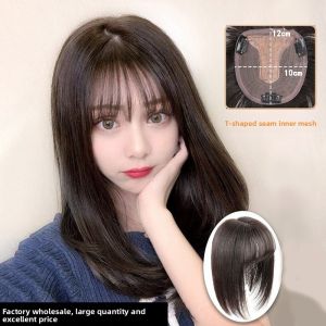 【B.Q】20-35cm 100% Human Hair Piece Black And Mocha Brown Hair Topper Hair Replacement Cover White Hair Breathable And Lightweight Wig Increase Hair Volume For Woman