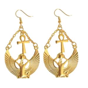 Ancient Egypt Style Earrings Featuring Egyptian Goddess Pattern Design Perfect for Cultural Enthusiasts and Daily Wear