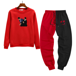 Setelan Crop Wanita Korean Style / Setelan Sweater Hoodie Crop Dan Celana Jogger Sablon Digital Oscar Tragedi