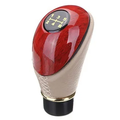 COUPLECOL Universal 1 PC PU Leather Imitation Peach Wood Auto Gear Shift Knob Diameter 10mm Manual Gear Stick Knob Car Shift Knob 5-Speed Lever Shift Shifter