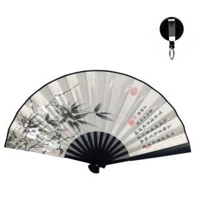 BLACKON Dây rút gọn Quạt xếp Trung Quốc Có thể gấp gọn. Di động Quạt tay kiểu cổ Đạo cụ biểu diễn ảo thuật Nhẹ Quạt phép thuật Boomerang Biểu diễn múa