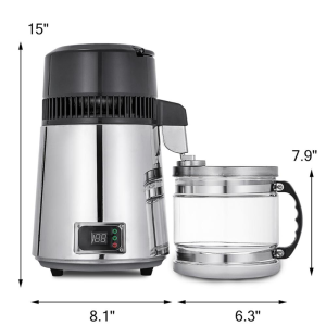 Electric Pure Water Distiller Machine Stainless Steel Distillation Purifier Distilled Water With Dual Temperature Display 4L Capacity Distiller Water Distillery Machine 110V/220V 750W Timing For Home Office Living Room