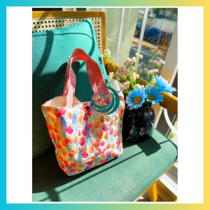 úi xách tay thời trang nữ in hoa tulip- Túi Tote canvas 2 lớp họa tiết in hoa phong cách Hàn Quốc