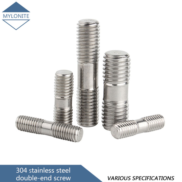 M3 M4 M5 M6 M8 M10 Stainless Steel Double End Thread Rod Dual Head Screws Double-Threaded Bar Stud Bolts Length 20mm-70mm Millimeters