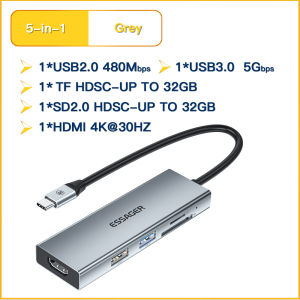 Essager 11 Trong 1 USB C Hub 4K 30Hz Loại C trạm nối Cho MacBook Air Pro Bộ chia Bộ chuyển đổi Cho Máy Tính Xách Tay HDMI Tương Thích Rj45