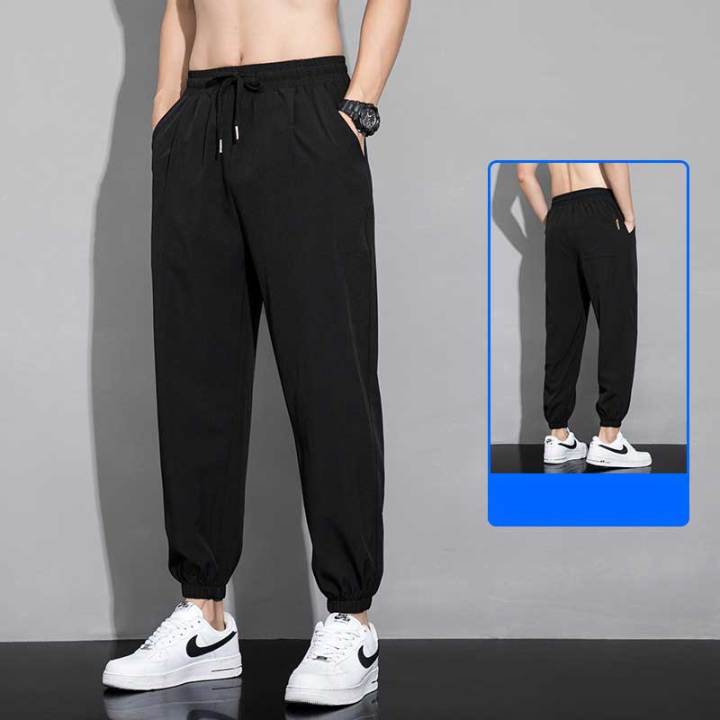 M-5XL Korean Summer Plain Sport Loose Plus Size Ankle Pants Men ...