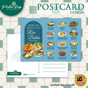 Postcard Design Asian Food Snack Drink Kuih Dessert & Durian Menu List drawing (BUY 10 FREE 1)