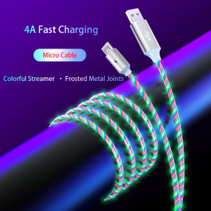 Cáp Sạc Nhanh 5A Cáp USB Phát Sáng Phát Sáng LED Dây Truyền Dữ Liệu Nhiều Màu Dây Sạc Nhanh MicroUSB/Type-C/iPhone Cho Iphone Android