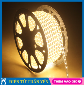 Led dây 2835 hắt trần cao cấp cuộn 100M loại 2 hàng bóng 220V ánh sáng vàng (180 leds)
