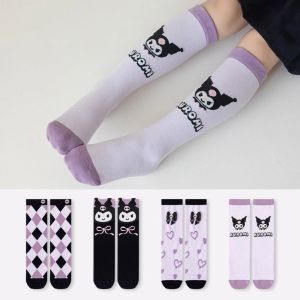 Sanrio Kuromi Calf Socks Childrens Cartoon Bow Knot Princess Stockings Leggings Shaping Socks Childrens Cuff Socks
