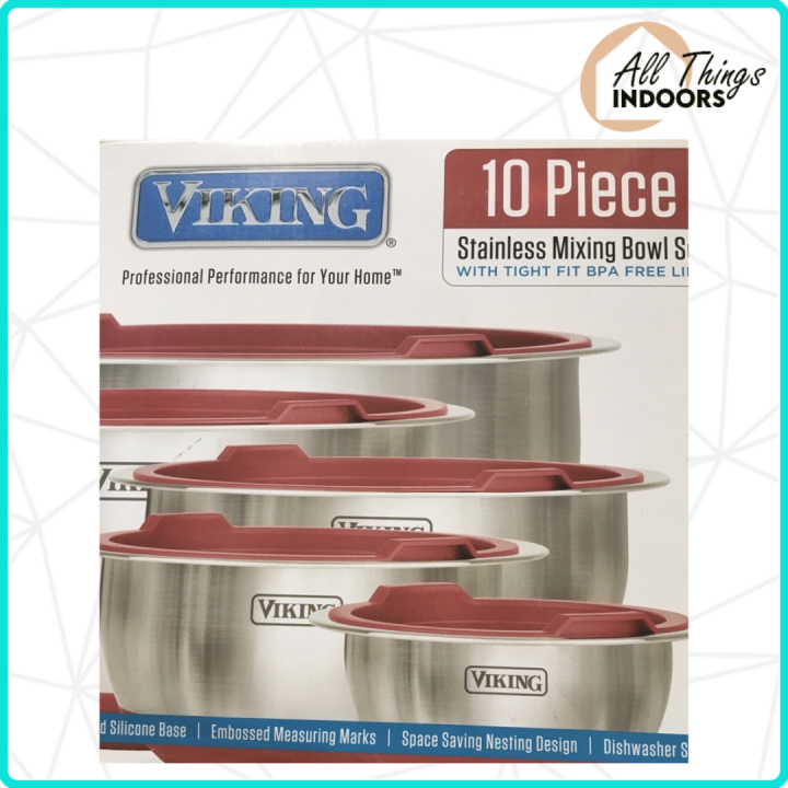 Viking Stainless Mixing Bowl Set 10 pc Lazada PH