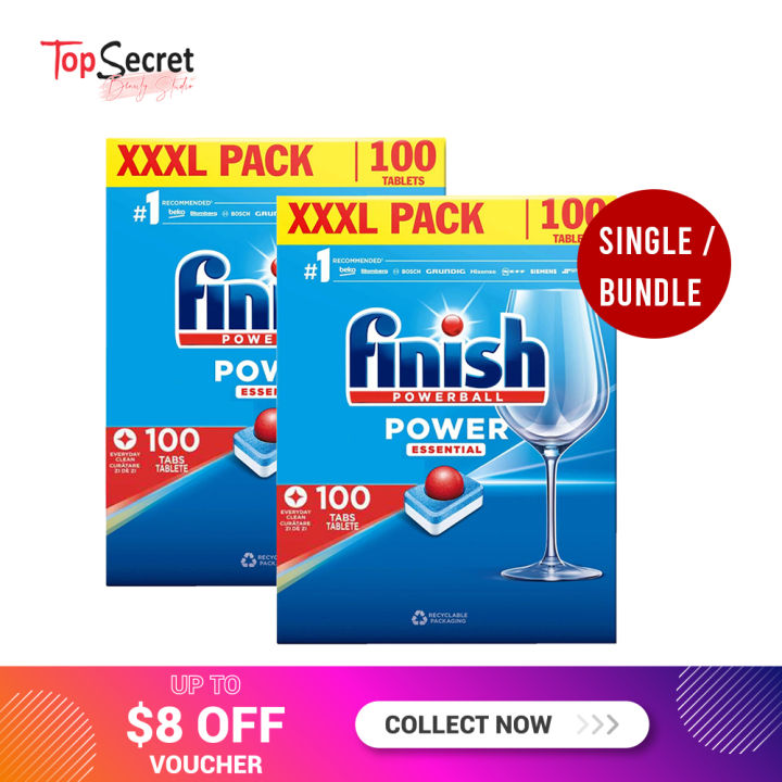 (Single/Bundle) Finish Power Essentials (All In One) Dishwasher Tablets (Regular 100 tablets