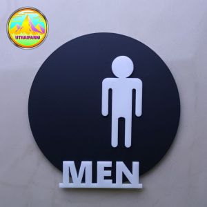 ป้ายห้องน้ำ น่ารักๆ วงกลม กับตัวอักษร WOMAN MAN TOILET งานอะคริลิกเลเซอร์ [194 chammy normal]