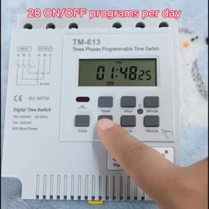 TM613 380V 16A Three Phases Digital 7 Days Programmable Relay Timer Switch Exhaust Water Pump Motor Intelligent Time Controller