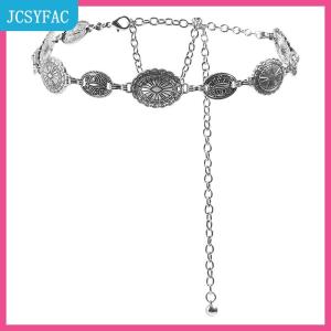 JCSYFAC Phong Cách Retro Của Phụ Nữ Kim Loại Eo Chuỗi Có Thể Điều Chỉnh Trang Trí Vòng Tròn Khắc Chuỗi Vành Đai Phong Cách Cao Phụ Kiện
