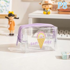 FFBH Transparent Data Cable Charger Storage Bag Cable Organizer Waterproof Travel Bag Organizer Cartoon Phone Charger Case 3T7R1