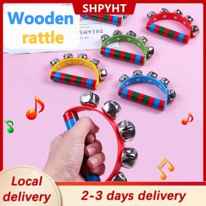 [COD] SHPYHT Local delivery Ship within 24 hours 1PC Childrens Intellectual Props Handbell Hand Bells With 5 Jingle Bells Wood Handle Musical Instrument Toy For Music Class