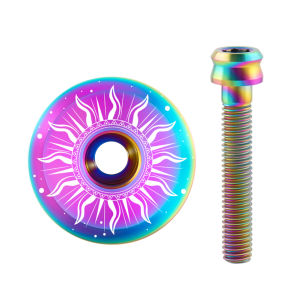 Titanium Headset Stem Top Cap Steerer Fork Tube Headset Cap Cover W/ Bolt M6 Bike Headset Stem Cover Bicycle Parts
