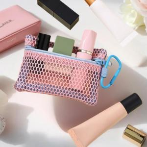 YAFEN Transparent Mesh Makeup Bag Stylish Portable Cosmetic Pouch With Zipper Flat Design For Toiletries And Makeup Storage