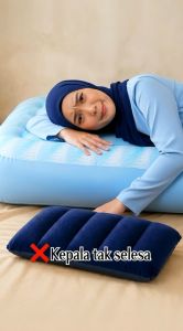 LODER INTEX Inflatable Air Pillow Flocked Travel Pillow Camping Pillow Portable Sleeping Cushion