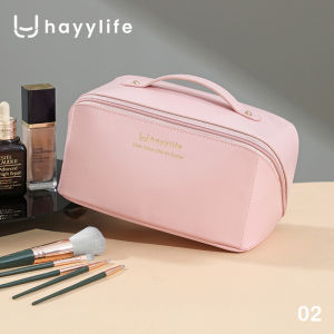 Hayylife Tas Kulit Kosmetik -Tas Kulit Wanita Skin Care Berkapasitas Besar Tas Make up Travel Portabel Tas Penyimpanan Kosmetik Sekat HL-AGB820
