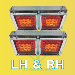 Lampu Belakang LED Light 40cm Petak KROM 12V-24V Universal Tail Lamp Trak Treler Lori Signal Brake Lampu Malam 1 SET
