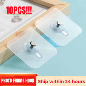 10/20PCS Self Adhesive Nails Wall Picture Hangers Without Nails Wall Hooks for Hanging 11 lbs Reusable Clear Photo Hook Heavy Duty Sticky Hooks Seamless Reusable Hook for Bathroom Shower