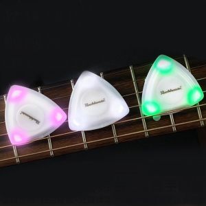 NOBLELUX ABS Glowing Acoustic Guitar Picks Multicolors 4.14.1cm Plectrum Ukulele Picks with LED Light Touch Luminous Electric Guitar Bass Electric Guitar Part Accessory