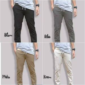 CELANA Pria SLIMFIT Panjang chino KERJA HARIAN HITAM MOCCA ABU