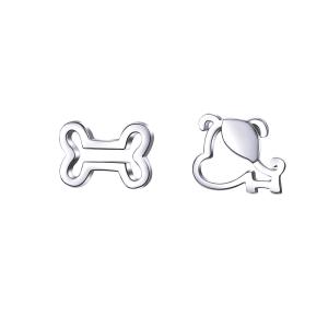 BAMOER Dog and Bone Stud Earrings for Girl Sterling Silver 925 Ear Studs Anti-allergy Jewelry SCE649