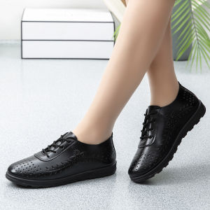 Korean leather shoes for women breathable leather shoes casual rubber flat shoes white sneaker shoes fashion walking
