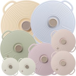 GUANCI Silicone Lids for Bowl 8 Pack Microwave Splatter Cover with 6 Sizes Reusable Heat Resistant Lids Fits Cups Bowls Plates Pots Pans Skillets Stove Top Oven Fridge Dishwasher Safe
