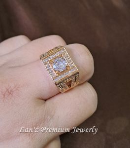 Cincin Pria Berlian Sultan RA1 Kristal Titanium 22K Emas Perak