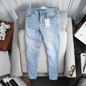 Quần jean nam xuất dư xịn bạc mài nhấn gối jean đẹp co giãn ôm dáng