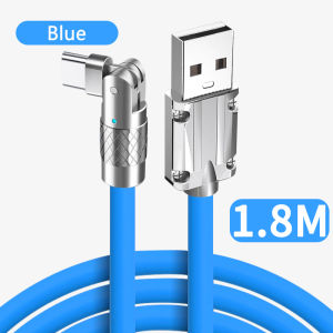 VAORLO 120W 6A 1.8m Super Fast Charge Game Charging Cable Liquid Silicone 180 Degree Rotating Metal Plug Data Cable With Leather Cord For All Smartphones