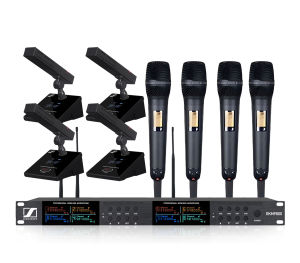 Sennheiser SKM9800 Professional 8-Channel Wireless Microphone System Lavalier & Desktop Conference Mics for Business Meetings