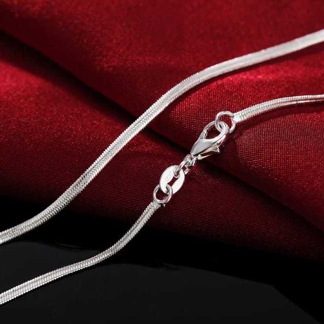 Kalung Titanium Putih-Kalung Putih Model Gepeng-Kalung Belut Gepeng-Kalung Anti Karat-Kalung Cowok Pria Keren-Kalung Gepeng Import Putih Panjang 45 60 cm-Kalung Emas Putih Terbaru-Kalung Rantai Pipih Kecil-Kalung Trend Perhiasan Emas Putih