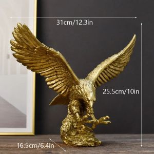(In stock) Golden Eagle Resin Ornaments Statue Golden Eagle Sculpture Modern Home Office Figurine Decor Desktop Decoration