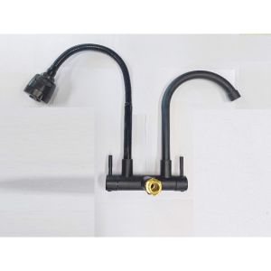 304 Stainless Steel hindi kinakalawang gripo wall-mounted kitchen faucet double spout pipe