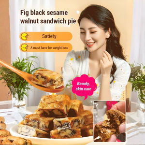 ⚡Dried Figs Black Sesame Walnut Sandwich Pie Walnut Kernel Sesame Pastry Individual Package黑芝麻核桃派