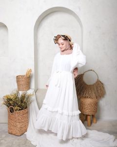 SYF07 Busana Muslim Wanita Summer Dress: Dress Putih, Cream & Pink
