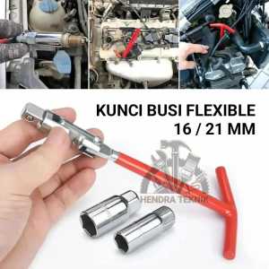 KUNCI BUSI SET 2 PCS CRV 16MM / 21MM SPARK PLUG 16 21 KUNCI SOK T BUSI FLEXIBLE CHROME VANADIUM