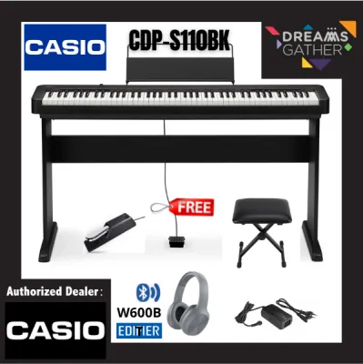 Casio CDP-S110 88-key Digital Piano with Edifier W600BT Headphone - Full Set (CDPS110 / CDP S110 / CDP S110BK) (Black)