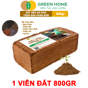 Đất Trồng Cây GreenHome Viên Nén 800gr Trộn Sẵn Phân Bón Nở Gấp 5 Lần Trồng Rau Hoa Cây Kiểng