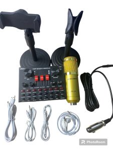 Combo micro thu âm BM900 và sound card âm thanh V8S đầy đủ kẹp míc điện thoại tai nghe Bh 1 năm