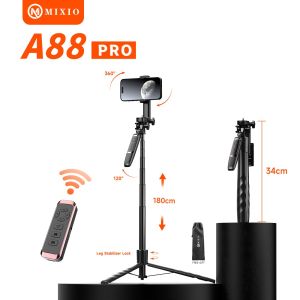 MIXIO A88PRO 180CM Tripod Tongsis Bluetooth Remote Hand Stabilizer Selfie Stick Kamera Alumunium Premium