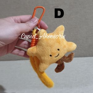 GANTUNGAN KUNCI BONEKA / GANCI / GANTUNGAN TAS HALUS BENTUK TELUR EGG / LOVE HATI / STAR BINTANG DENGAN TALI BULU