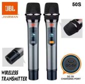 NEW JBL 50S Wireless 2 set Microphone with Built In Rechargeable Battery For Karaoke Professional UHF Type -C