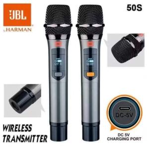 NEW JBL 50S Wireless 2 set Microphone with Built In Rechargeable Battery For Karaoke Professional UHF Type -C